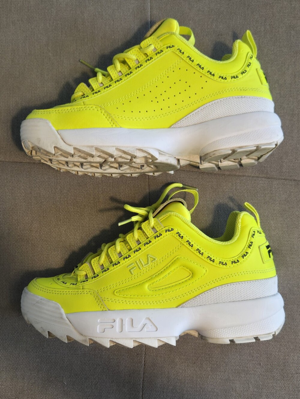FILA Women's Disruptor II Neon Yellow Platform Sneaker